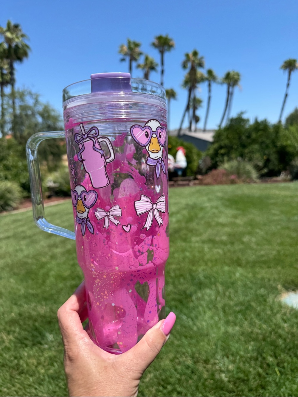 Duck with sunglasses 40oz Lava snow globe tumbler